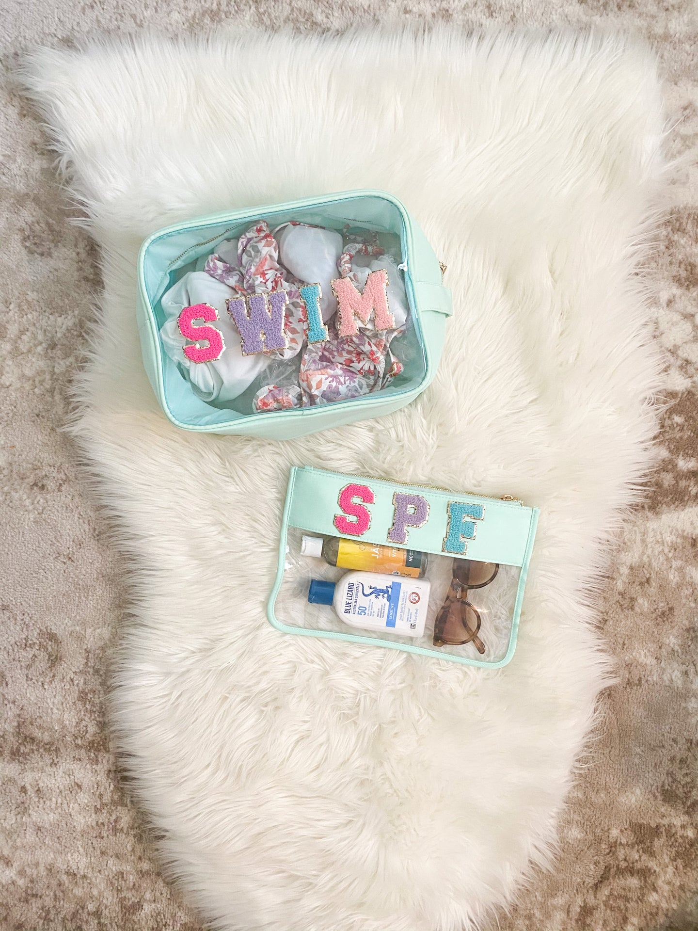 Clear Flat Nylon Pouch Personalized With Patches